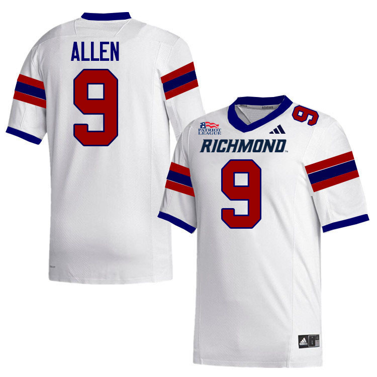 Richmond Spiders #9 Jordan Allen College Football Jerseys,Uniforms-White